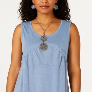Style & Co. Light Blue Tank Top + earrings + necklace bundle ❤️